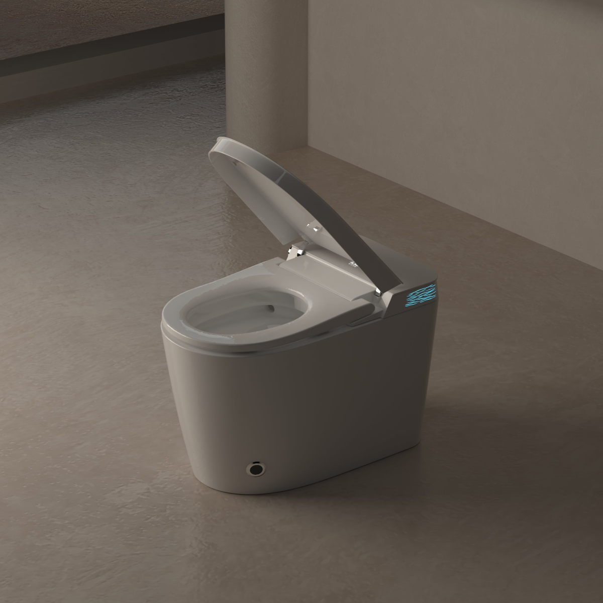 Luxury smart toilet with automatic soft-close lid, heated seat, and customizable user profiles for tailored comfort.