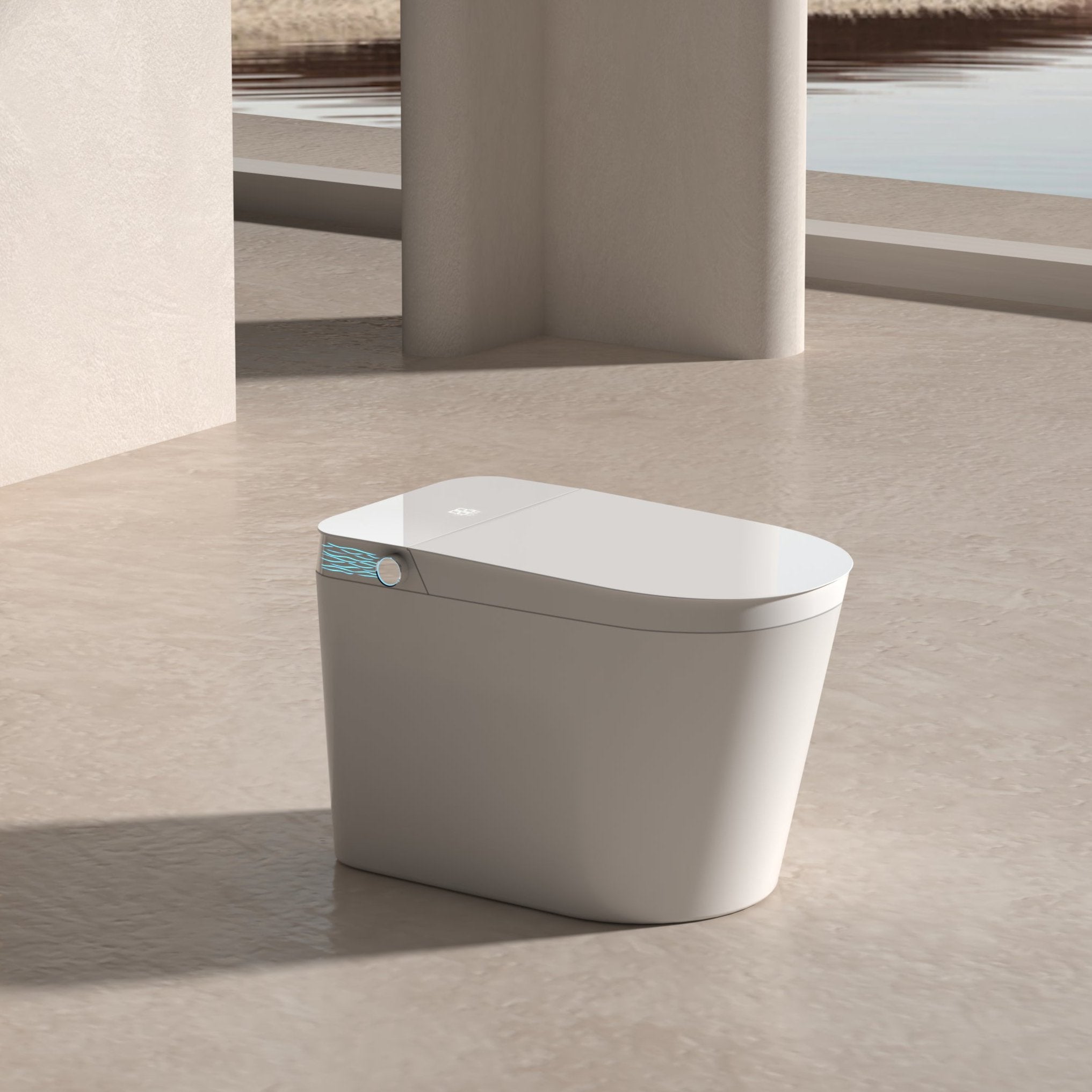 Eco-friendly smart toilet with adjustable bidet and heated seat for personalized comfort.