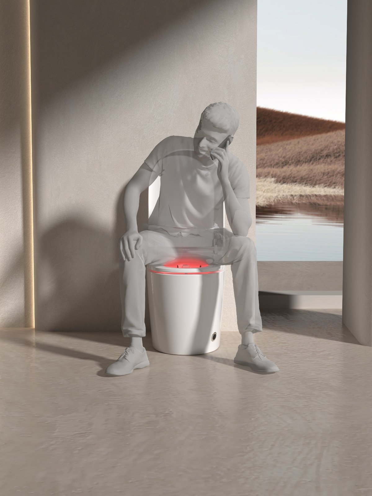 Smart toilet with adjustable warm air dryer for personalized comfort and enhanced hygiene.