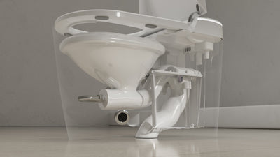 High-tech smart toilet with built-in water tank for a seamless, reliable flushing system.